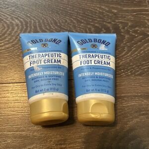 Gold Bond FOOT CREAM Blue Lot Of 2 4 Oz Bottles Moisturizes Rough Theraputic